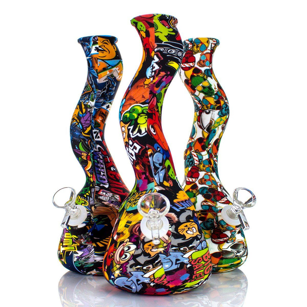 10.2" Printed Cartoon Silicone Water Pipe (Assorted) Water Pipes EJV 