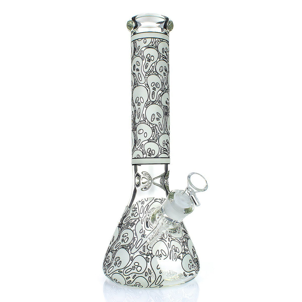 12'' Ghost Glow in the Dark Glass Water Pipe Water Pipes Ejuice Vapor White 