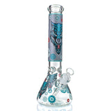 12'' Wolf Printed Glass Water Pipe Water Pipes Ejuice Vapor Teal 