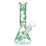 8'' Graphic Printed Glass Water Pipe Water Pipes EJV Green Leaf 