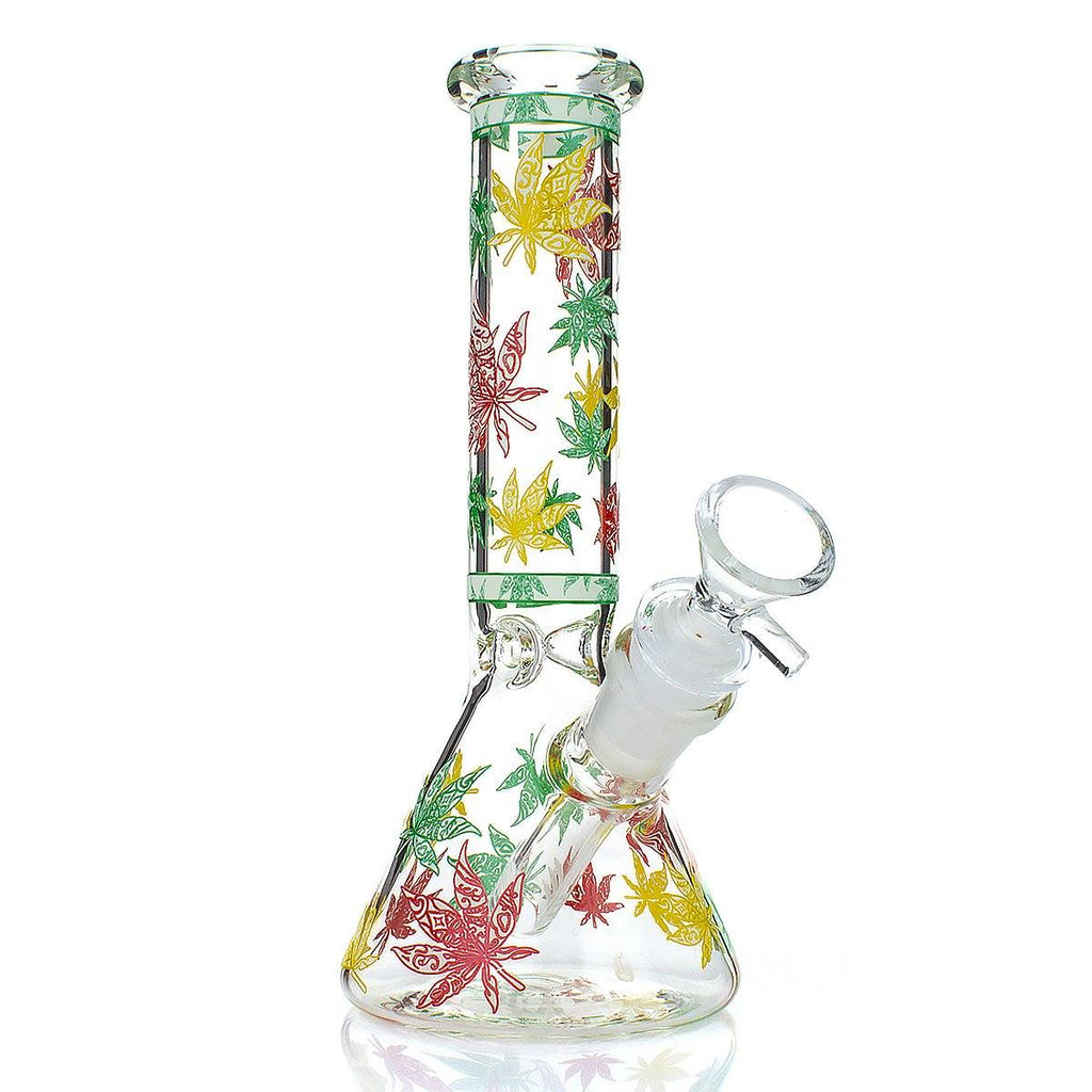 8'' Graphic Printed Glass Water Pipe Water Pipes EJV Rasta Leaf 