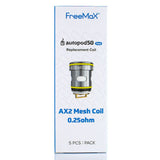 FreeMaX AUTOPOD50 Replacement Coils - (5 Pack) Replacement Coils FreeMaX 0.25ohm AX2 Mesh Coil 